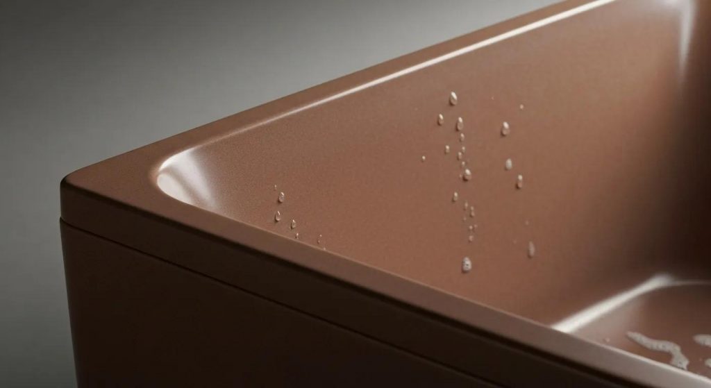 Close-up of a durable solid surface bath showcasing its craftsmanship and quality